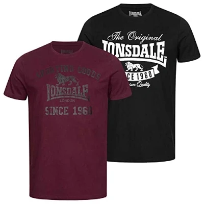 Abbildung von Lonsdale Normale Passform Tshirt print, Herren, Größe: XL, Black oxblood