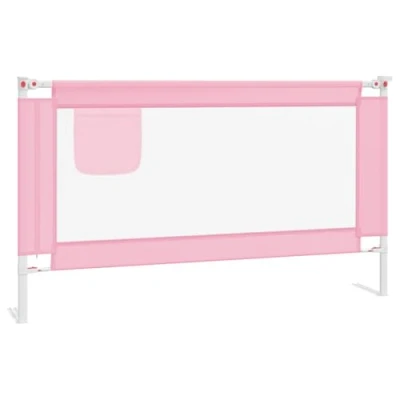 Abbildung von vidaXL Kleinkind Bettschutzgitter Bettgitter Kinderbettgitter Babybettgitter Gitter Kinderbett Babybett Rausfallschutz Rosa 140x25cm Stoff