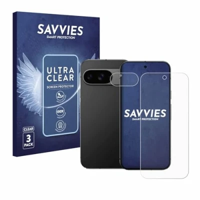 Abbildung von Savvies 6 Stück Schutzfolie für Google Pixel 9 (Display+Kamera) Displayschutz Folie Ultra Transparent