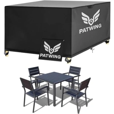 Abbildung von PATWING Gartenmöbel Abdeckung,600D Oxford Gewebe Abdeckhauben für Möbelsets,asserdicht,Winddicht,UV Beständiges Abdeckung Winterfest Sitzgruppe Gartentisc (120 * 120 72cm)