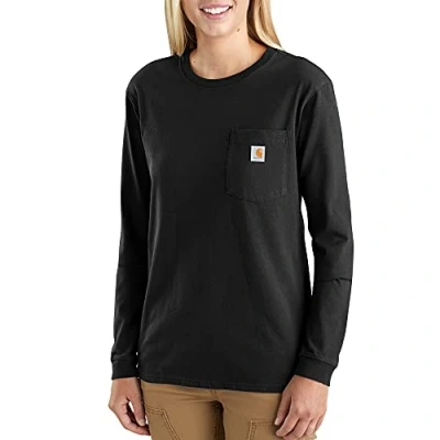 Abbildung von Carhartt Damen Loose Fit, schweres, langärmliges Pocket T Shirt , Schwarz, XL