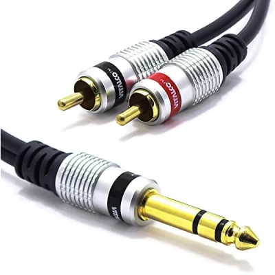 Abbildung von VITALCO 6.3mm Stereo Klinke auf Cinch Kabel 3m 2x Male Stecker zu Grosse Audio Adapter