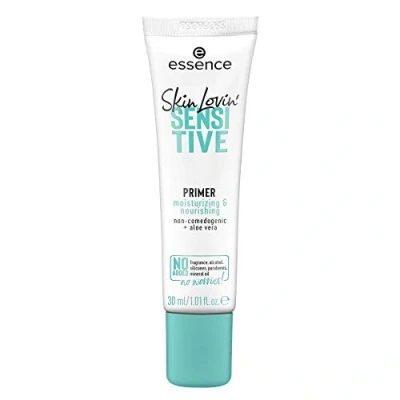 Abbildung von essence Skin Lovin&#039; SENSITIVE PRIMER, Grundierung, verstopft nicht die Poren, mit Aloe Vera, ohne Duft, Alkohol, Silikonen, Parabenen, Mineralöl, weiss, entspricht unserem CLEAN BEAUTY Standard (30ml)
