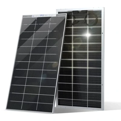Abbildung von ECO WORTHY Bifacial Solarpanel 195W 18V, Monokristallin Solarmodul für 12V Batterien, Photovoltaik, Ideal Wohnmobil, Balkonanlage, Gartenhäuse, Boot