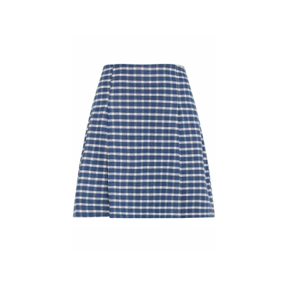 Abbildung von ICHI Ihkate CHECL Alinienrock, Damen, Größe: XS, Medieval blue check