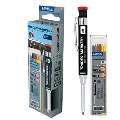 Abbildung von Markal Trades Marker Dry Starter Set, enthält: 1 Stift + Set Patronen, Graphit/Rot/Gelb, 96264