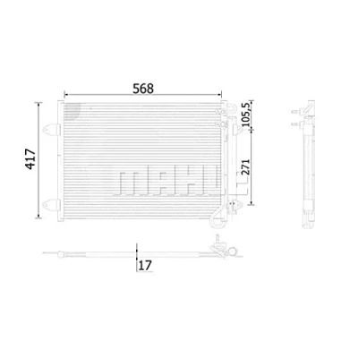 Abbildung von MAHLE ORIGINAL AC 734 000S Klimakondensator mit Trockner 568 VOLKSWAGEN: Passat B7 Variant, B6 CC