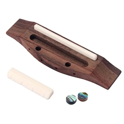Abbildung von Alnicov 4 saitige Gitarrenteile aus Palisander, Steg und Sattelmutter Muschelpunkt für Ukulele
