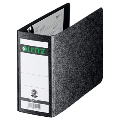 Abbildung von Leitz Qualitäts Ordner 180 A6 quer, 5er Pack, Schwarz, 80 mm Rücken, Querformat, Einband aus Hartpappe, 10780000