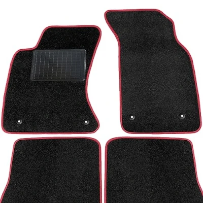 Abbildung von moto MOLTICO Fußmatten Auto Velours Autoteppiche Schwarz Automatten Set 4 teilig passend für Audi TT 8N 1998 2006 (Rote Ziernähte)