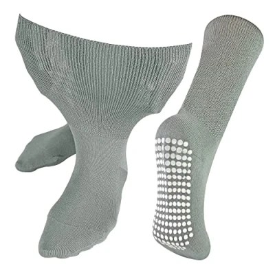 Abbildung von 1 x Ohne Gummi Ödeme Socken mit Antirutsch Noppen Herren &amp; Damen Dr. Socks Extra Weite Bambus Diabetiker für Geschwollene Knöchel und Füße