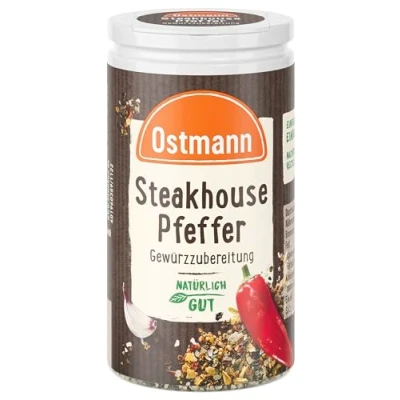 Abbildung von Ostmann Gewürze Steakhouse Pfeffer Gewürzzubereitung Mit Pfeffer, Paprika und Knoblauch 50 g in der Streudose