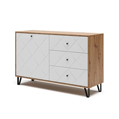 Abbildung von Vicco Kommode Nizza, Artisan Eiche/Weiß, 128 x 78 cm