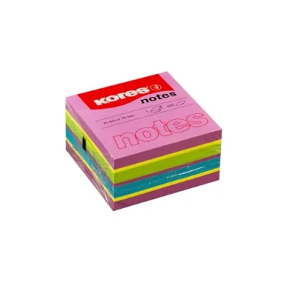 Abbildung von Kores Haftnotizen Würfel Frühling, farbiger selbstklebender Notizblock, 75 x mm, Packung mit 1 450 Blatt in 4 verschiedenen Farben, Mittel