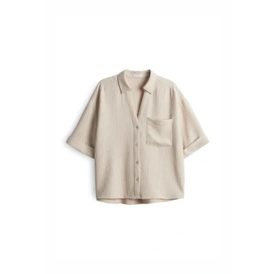 Abbildung von OPUS Crinkle Optik Lockere Passform Vausschnitt Hemdbluse, Damen, Größe: 34, Natural glaze