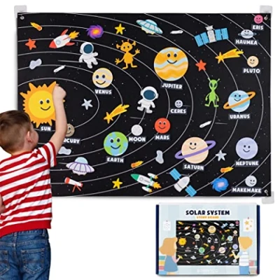 Abbildung von Sonnensystem Kinder 61 Filz Figuren BONNYCO Planeten Spielzeug Geschenke für Jungs Mädchen 3 4 5 6 7 8 Jahre Modell Pädagogisches Montessori Weltraum Weihnachten