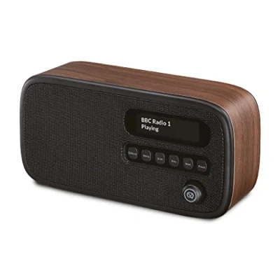 Abbildung von VQ Dexter Radio DAB Plus/DAB mit FM, 3 Watts Stereo Lautsprecher und LCD Bildschirm Batteriebetriebenes Netz Tragbares 60 Voreinstellungen, Antenne Kopfhörerbuchse Walnuss
