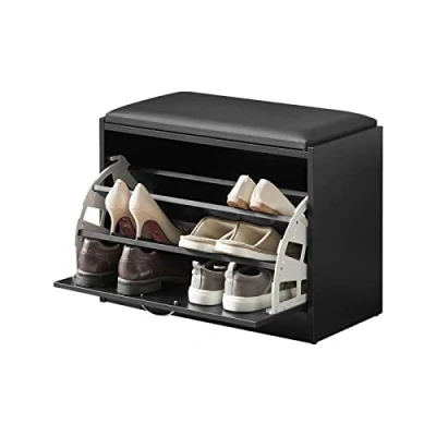 Abbildung von SoBuy FSR16 SCH Schuhbank mit Sitzkissen Sitzbank Schuhregal Schuhkipper 1 Klappe BHT ca.: 60x47x30cm