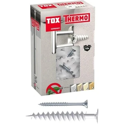 Abbildung von TOX 85 mm Dämmstoffdübel Thermo M inkl. passender Dämmstoff, ohne Vorbohren, für EPS, XPS 20, PUR und Holzfaserplatten, 10 Dübel Schrauben im Karton, 072101251, Weiß