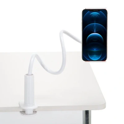 Abbildung von hjh OFFICE Handy &amp; Tablet Halter FLEXMOBI I Handyhalterung Tischklemme, Zubehör, Weiß 830043