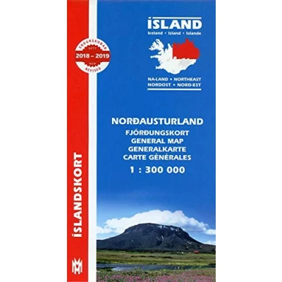 Abbildung von Island Nordost 1 : 300 000: Nordausturland. Generalkarte. Text isländisch englisch deutsch französisch (North East Iceland Map 1:300 000)