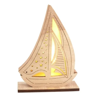 Abbildung von VBS Holz Segelboot 13x5x18cm inkl. LED Segelschiff Boot Basteln maritime Deko