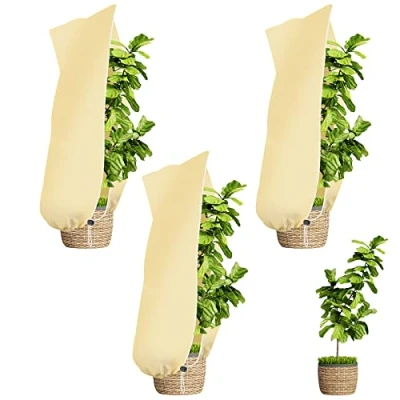 Abbildung von Sosayet Winterschutz für Pflanzen 100x80cm 70g/m², 3 Stück Kübelpflanzen mit Reißverschluss Zugband, Reißfest Wiederverwendbar Frostschutz Pflanzenschutz Winter Olivenbaum Palmen