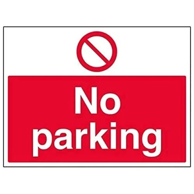 Abbildung von VSafety Schild mit Aufschrift „No Parking“ (englische Version) Querformat 400 mm x 300 selbstklebendes Vinyl