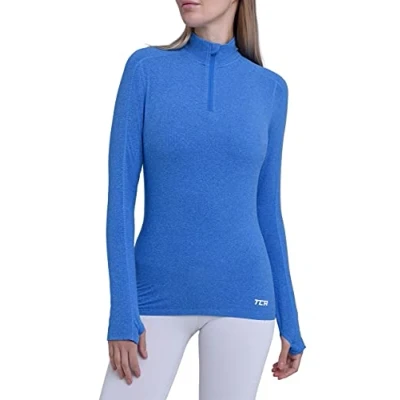Abbildung von TCA Damen Fusion Quickdry Leichtes Laufshirt mit Reißverschlusstasche Blau, L