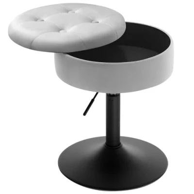 Abbildung von WOLTU Barhocker niedrig, Sitzhocker mit Stauraum, Schminkhocker drehbar, Hocker höhenverstellbar 49,5 65 cm, Drehhocker für Bar Schminktisch Kücheninsel Tresen, Samtbezug, Hellgrau, BH329hgr 1