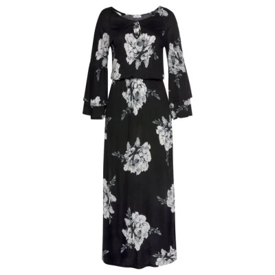 Abbildung von LASCANA Maxikleid mit Blumenprint und Schulter Cut Outs, Sommerkleid Schlitz