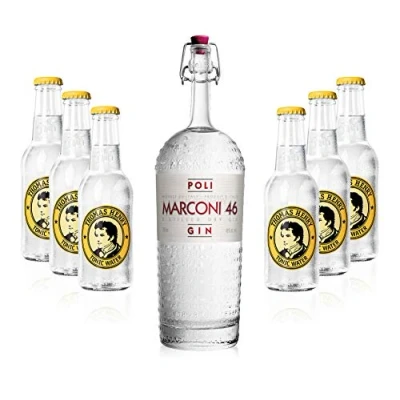 Abbildung von Gin Tonic Set Marconi 46 0,7l 700ml (46% Vol) + 6x Thomas Henry Water 200ml inkl. Pfand MEHRWEG