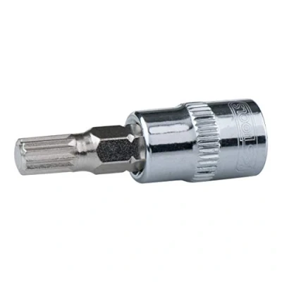 Abbildung von KS TOOLS 918.1443 Steckschlüsseleinsatz DIN 3120, ISO 1174 M6 Chrom Vanadium Stahl Innenvielzahn, Außenvielzahn gerändelt