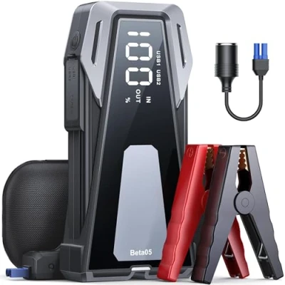 Abbildung von Starthilfe Powerbank, 4000A Spitzenstrom 12V Auto Powerbank für All Benzin und 10.0L Dieselmotor, Starthilfegerät mit LED Taschenlampe Zwangsstart
