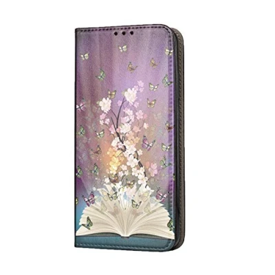 Abbildung von KX Mobile Hülle für Huawei P30 Lite Handyhülle Motiv 1503 Schmetterlinge Baum Buch Premium Smart aus Kunstleder einseitig bedruckt HandyCover