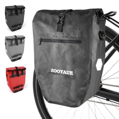 Abbildung von ZOOYAUE Fahrradtasche für Gepäckträger 28L, Wasserdicht Gepäckträgertasche mit Tragegriff und Schultergurt, Fahrrad Tasche Umhängetasche Reflektoren, Taschen hinten