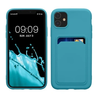 Abbildung von kwmobile Handyhülle kompatibel mit Apple iPhone 11 Hülle Handy Cover Fach für Karten in Hellblau matt