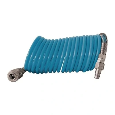 Abbildung von ewo Druckluft Spiralschlauch Polyurethan, DN 7,2 Kupplung und Stecker, Schlauch ø: 10 x 6,5 mm, Arbeitslänge: 7,5 m, Außen 60 Arbeitsdruck: 16,8 bar
