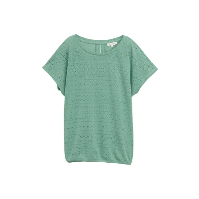 Abbildung von TOM Tailor Ajour CREW NECK Tshirt print, Damen, Größe: XS, Faded green