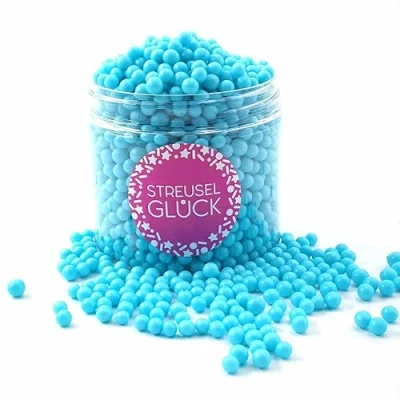 Abbildung von STREUSEL Pure Love blau hellblau 180g Zuckerperlen GLÜCK Zuckerstreusel Kindergeburtstag Weihnachten Tortendeko Cupcakes Muffins Christmas Kuchenstreusel Plätzchen Torte