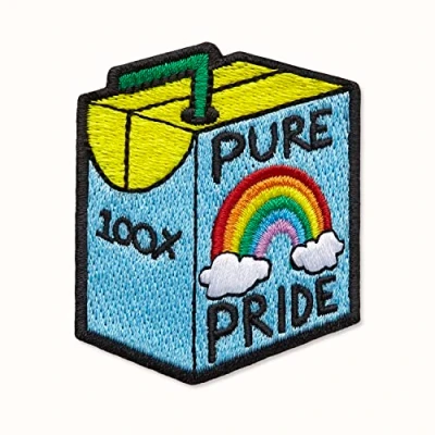 Abbildung von Moleskine Sticker Patch für Notizbuch oder Tagebuch, Personalisierte Pride Juice, 100% Pure entworfen von Künstler Ashton Attzs, Größe 5x5cm