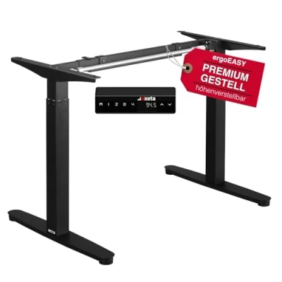 Abbildung von Exeta ergoEASY höhenverstellbarer Schreibtisch elektrisch 100 160cm in schwarz I Gestell höhenverstellbar mit Motor &amp; Memory Funktion Tisch 2 Fach Teleskop