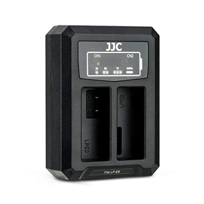 Abbildung von JJC USB Dual Ladegerät Akkulader für Canon EOS 700D 650D 600D 550D, Rebel T5i T4i T3i T2i, Kiss X7i X6i X5 X4 Kameras LP E8 Akku