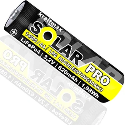 Abbildung von 1 er Pack Solar pro Mignon AA Akkus wiederaufladbare Batterien 3,2V / 1,92Wh 14505 LiFePo4 Hochleistungs Akku Batterie speziell für Solarlampen Lichterkette Solarleuchte Leuchte