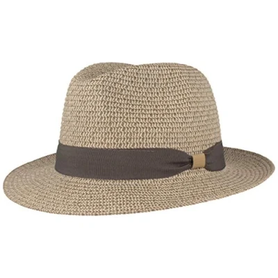 Abbildung von Strohhut Trilby Sommerhut Sonnenhut aus 100% Papier knautschbar mit Garnitur Besonders Leicht, Flexibel, Hautfreundlich Bequem Grau meliert, S