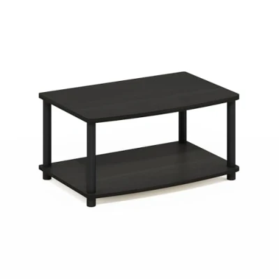 Abbildung von Furinno Turn N Tube ohne Werkzeug 2 stufiger erhöhter TV Ständer, Espresso/Schwarz
