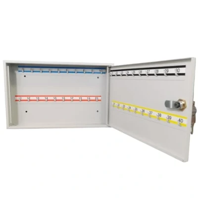 Abbildung von LEOMAR Schlüsselschrank, Schlüsselkasten mit 40 Haken, Schlüsselbox aus Stahlblech, Festen Hakenleisten, Organizer zur Wandbefestigung, Abschließbar, Montagematerial, 6 x 35 22 cm