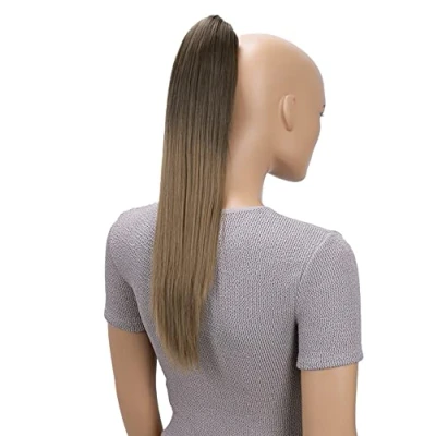 Abbildung von CAISHA 50cm Clip on Zopf Haarteil Pferdeschwanz Haarverlängerung Kunsthaar Glatt Ombré Braun Mix H112