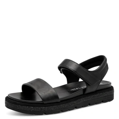 Abbildung von MARCO TOZZI Damen Sandalen flach mit Klettverschluss Bequem, Schwarz (Black), 40 EU