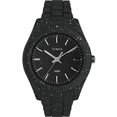 Abbildung von Timex Trend Herren Armbanduhr, 42 mm, schwarzes umweltfreundliches Armband, Zifferblatt, Gehäuse TW2V77000